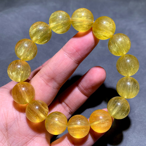 天然拉丝黄萤石手链多彩彩虹之石