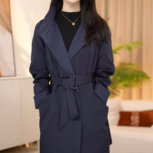 杭州意法风衣女款2026新款春秋季轻奢高级感西装领中长款大衣外套