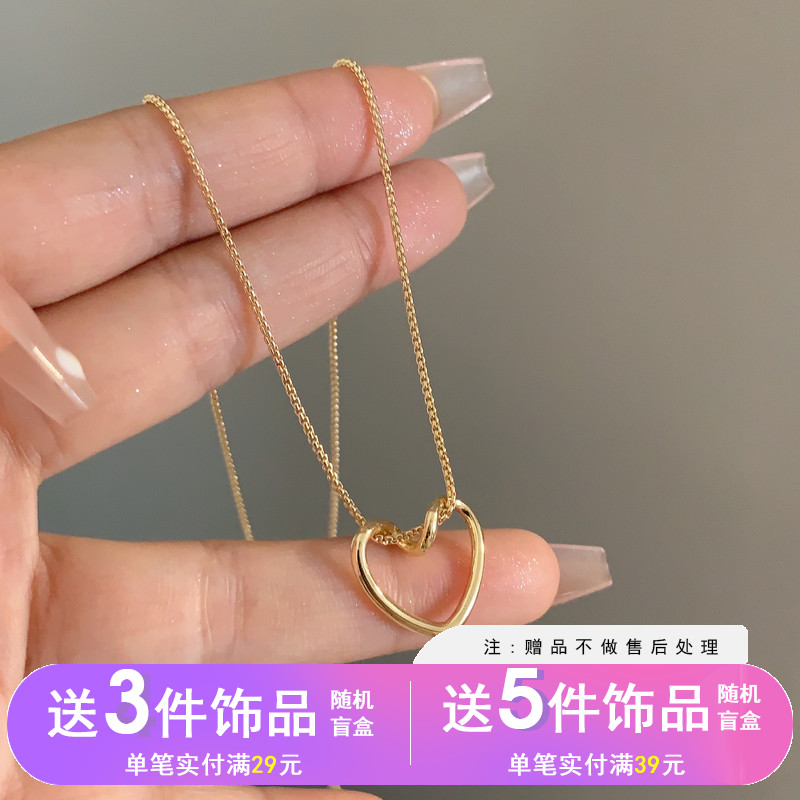 MiBao鏤空愛心項鏈女高級感小眾設計頸鏈2024新款通勤鎖骨鏈7616