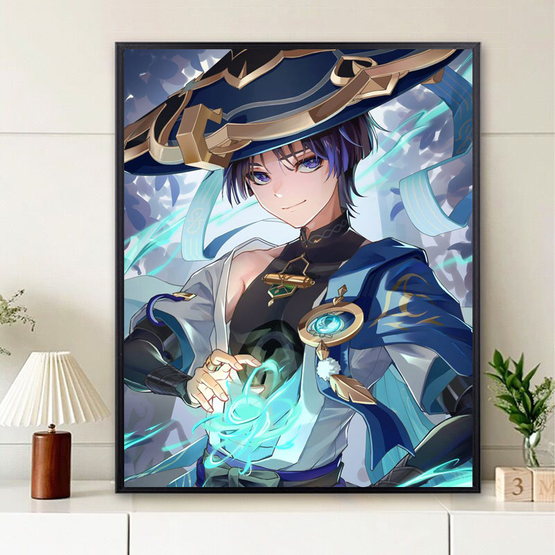 原神散兵数字油画游戏画画diy填色手绘填充解压画动漫礼物装饰画