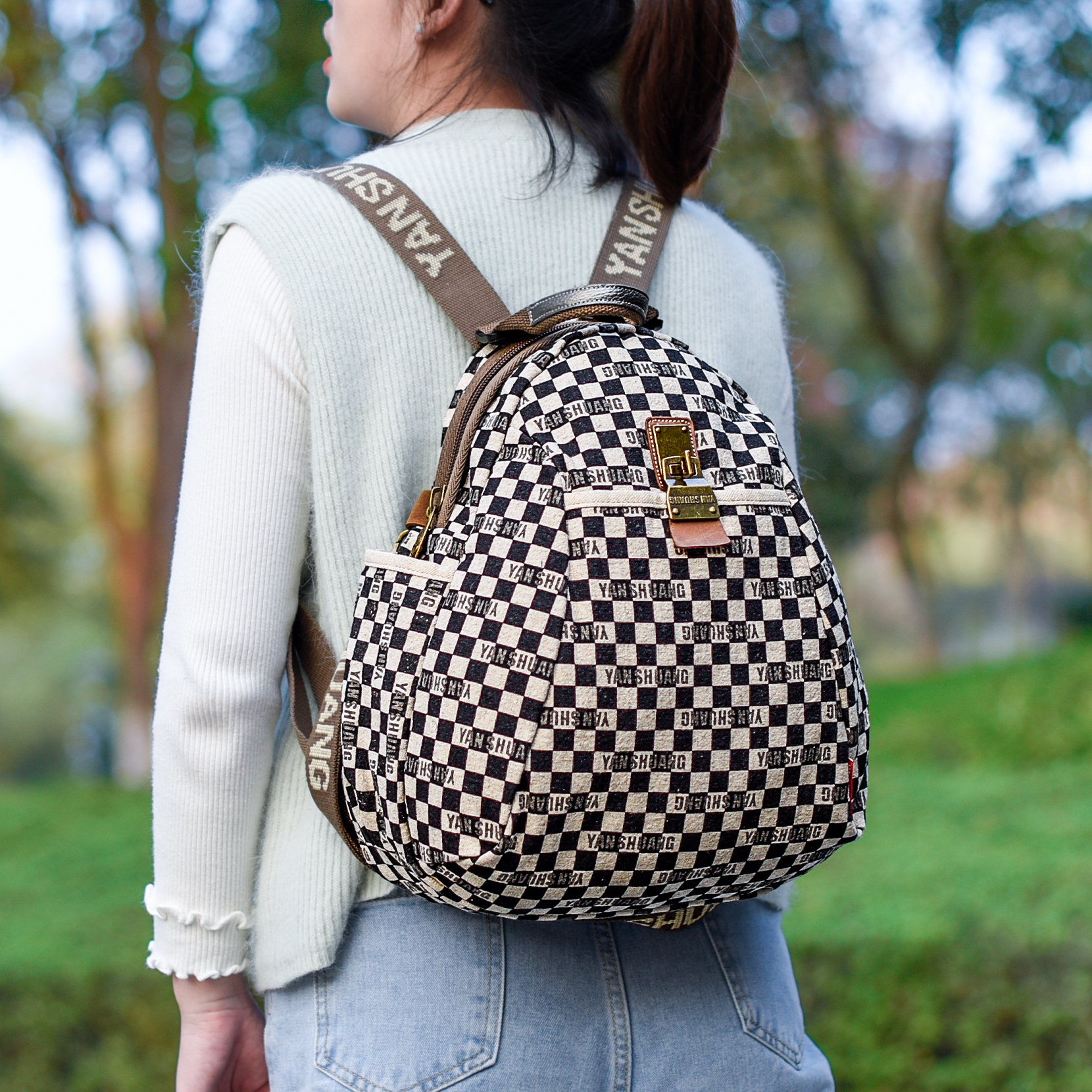 清仓阎双创造正品布艺休闲百搭女包单肩斜挎复古风民族风花包布包