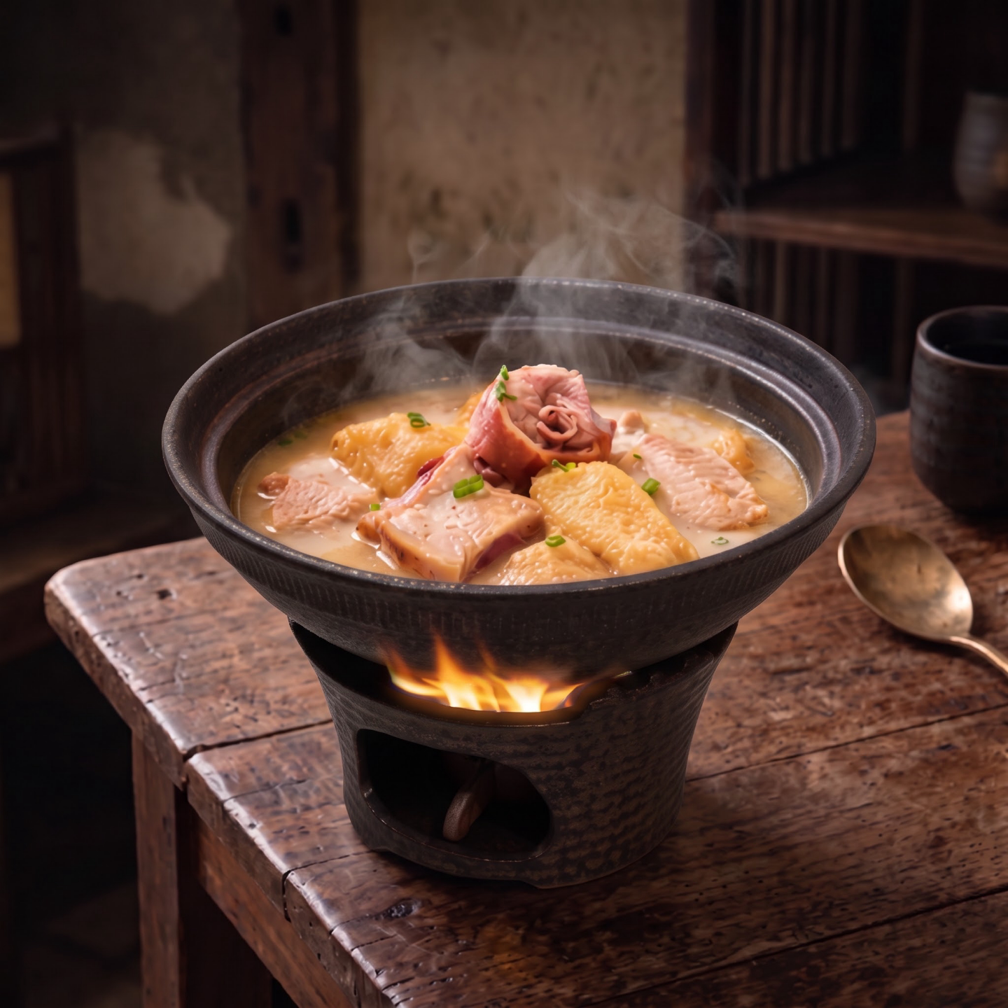 中式复古粗陶保温煲酒店山野风私房菜餐具酒精加热锅仔煲特色明炉