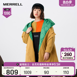 MERRELL迈乐xALC联名户外运动保暖棉服女中长连帽夹克休闲外套女