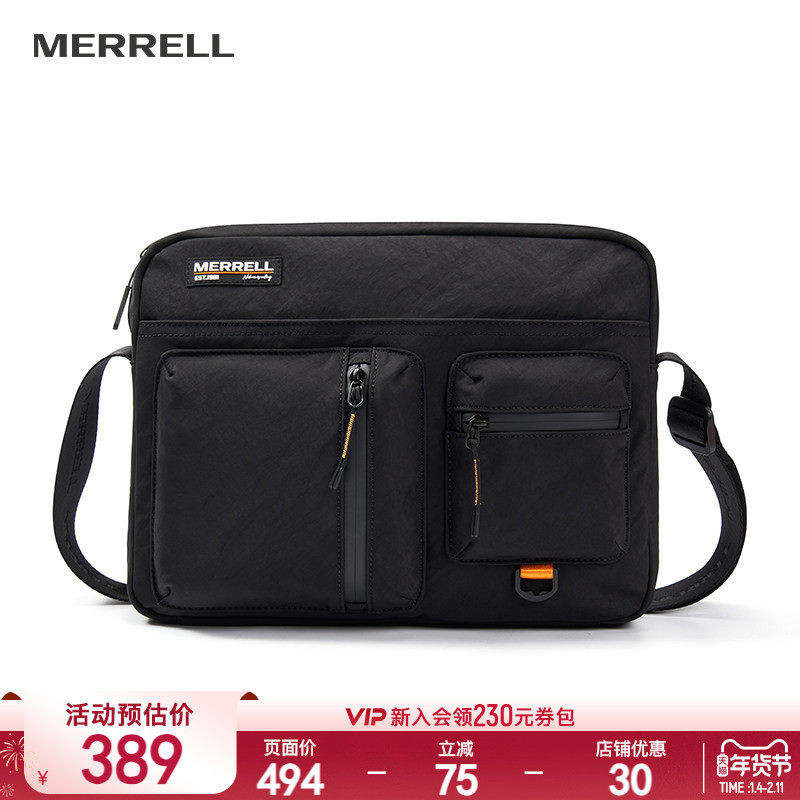 MERRELL迈乐户外运动中性斜挎包多口袋工装休闲可调节单肩包男女