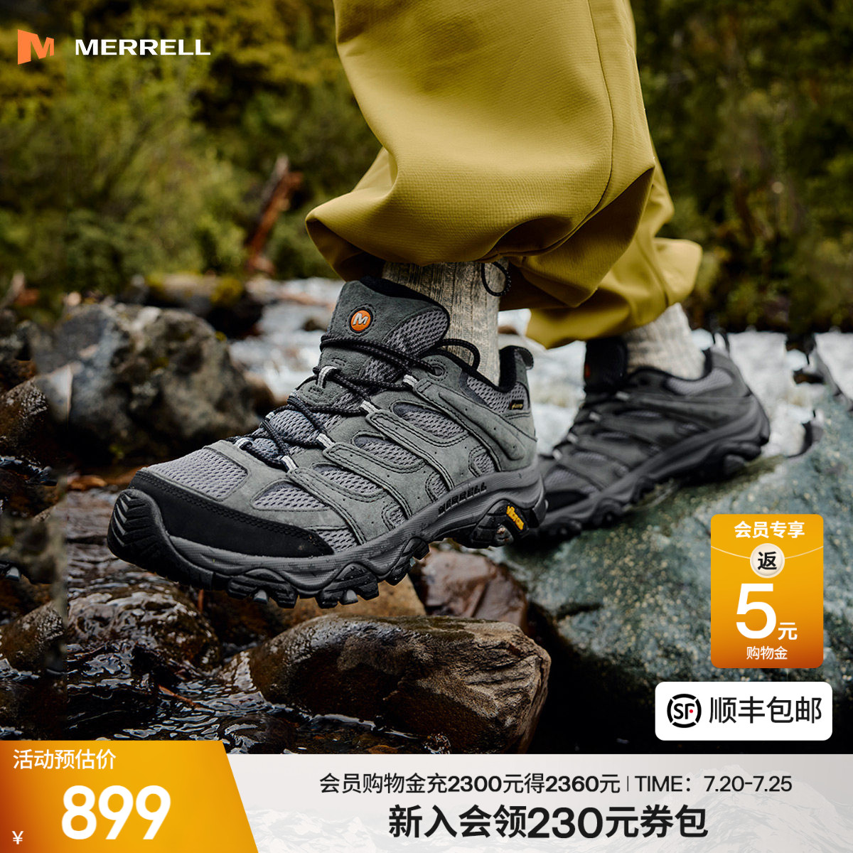 MERRELL迈乐MOAB3 GTX防水户外专业登山徒步鞋男女防滑耐磨运动鞋