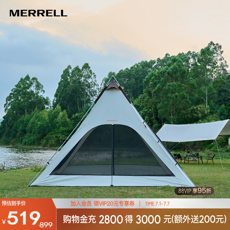 MERRELL迈乐6-10人户外露营帐篷防水款UPF50+防晒多