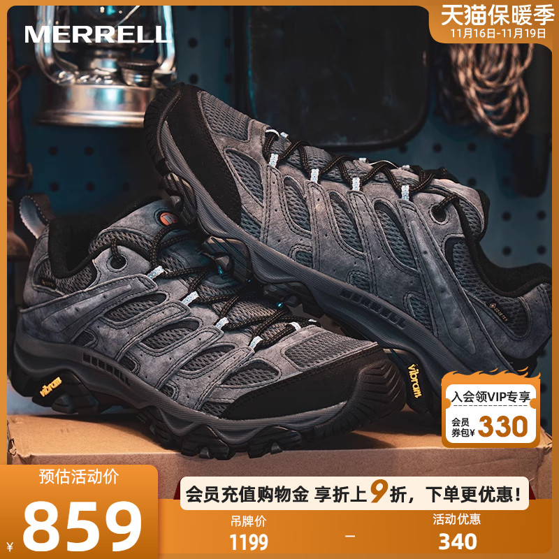 MERRELL迈乐MOAB3 GTX登山徒步鞋男女专业防水透气缓震户外运动鞋