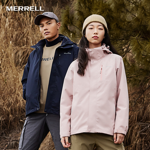 MERRELL迈乐三合一冲锋衣男女内层抓绒户外运动防水外套保暖上衣