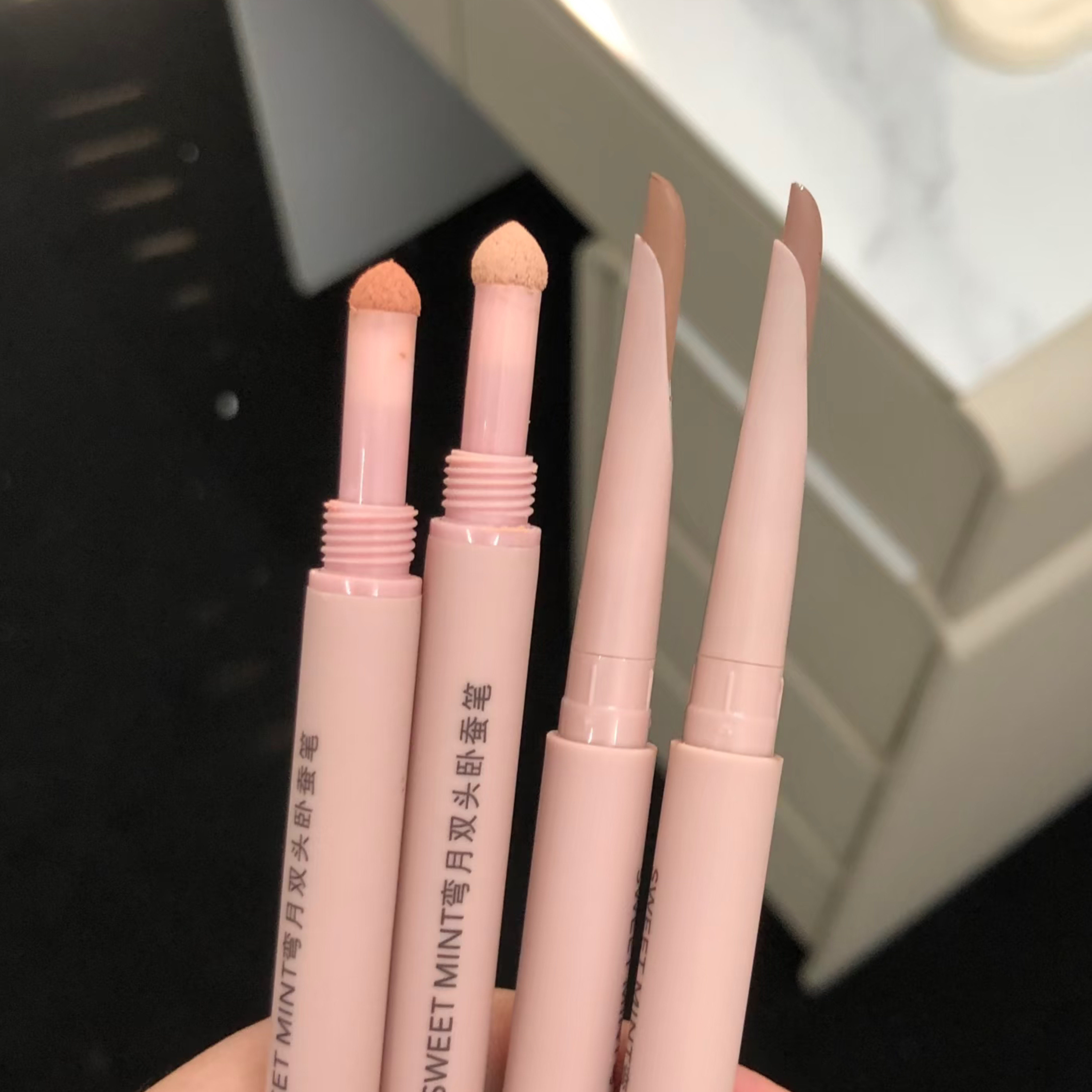 sweet mint双头卧蚕笔提亮二合一嫩粉色素颜眼线笔高光提亮防水