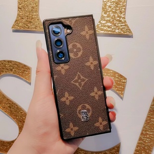 三星Fold5改W25直角手机壳Fold5升级W25心系天下手机壳W24升级W25手机套W24改W25保护套FOLD5改FOLD6真皮皮套