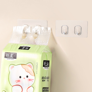 强力纸巾挂钩水晶钩厨房卫生间宿舍免打孔无痕粘钩壁挂式收纳神器