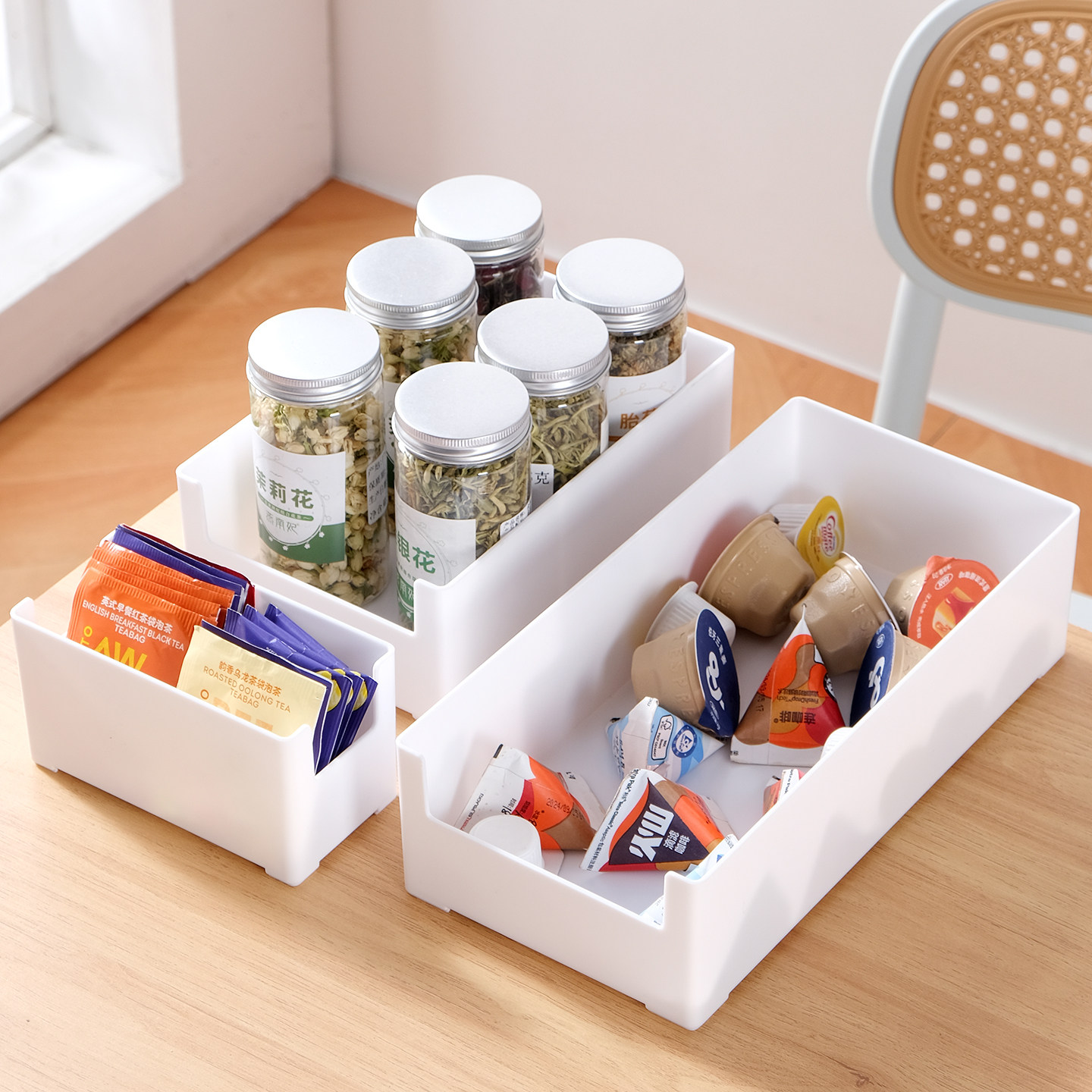 家用桌面收纳盒杂物分格可叠加整理架厨房置物架抽屉内分类储物盒,收纳整理,桌面收纳盒,淘宝优惠券,粉丝福利购,淘宝优惠卷