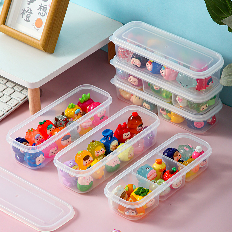 萌粒收纳盒迷你公仔可爱小摆件透明展示盒桌面分格盲盒周边整理盒,收纳整理,手办收纳盒,淘宝优惠券,粉丝福利购,淘宝优惠卷