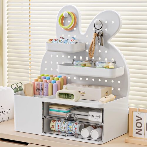 兔子洞洞板桌面收纳盒书桌置物架