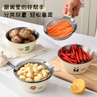 家用洗水果神器滤水料理碗 双层洗菜盆沥水篮304不锈钢水果盘新款