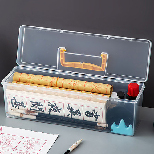 便携书法毛笔工具收纳盒马克笔毛笔笔筒大容量超大办公室桌面绘画箱子学生男孩女孩轻奢高级感笔桶多功能书桌