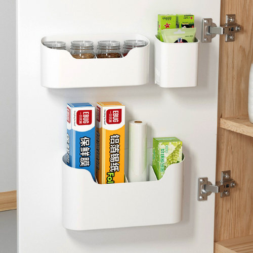 厨房收纳盒壁挂橱柜免打孔置物架