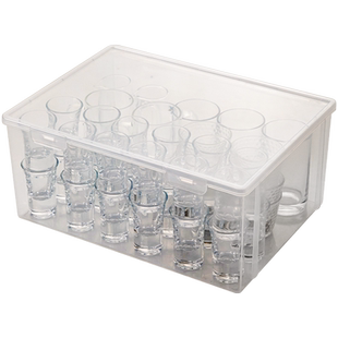 白酒杯收纳盒家用分酒器商用醒酒器玻璃小酒杯一口杯收纳箱便携式