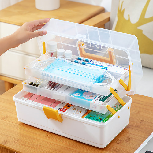 日式家用药箱家庭装药物收纳盒