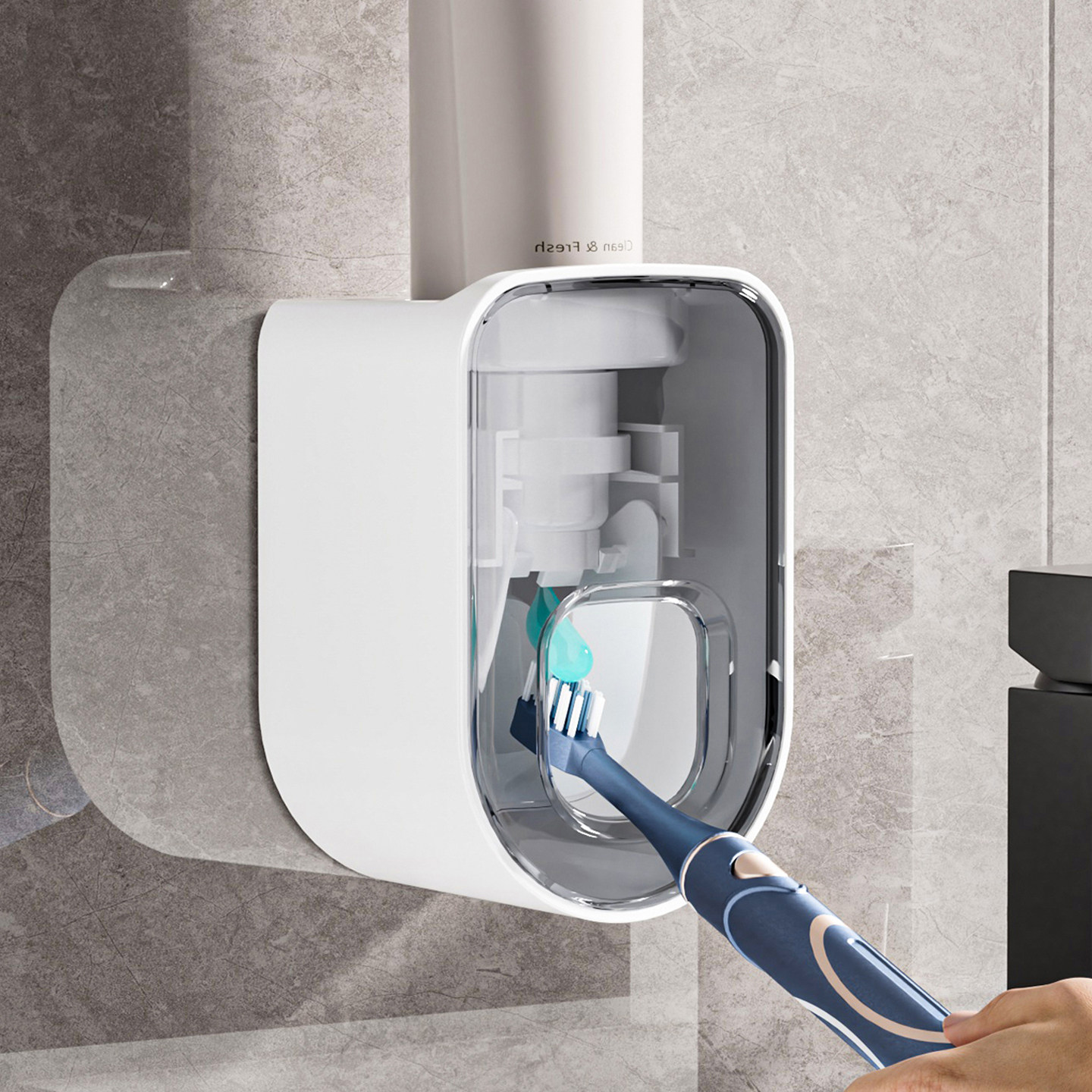 挤牙膏神器新款收纳壁挂式电动牙刷口杯置物架免打孔牙膏挤压器