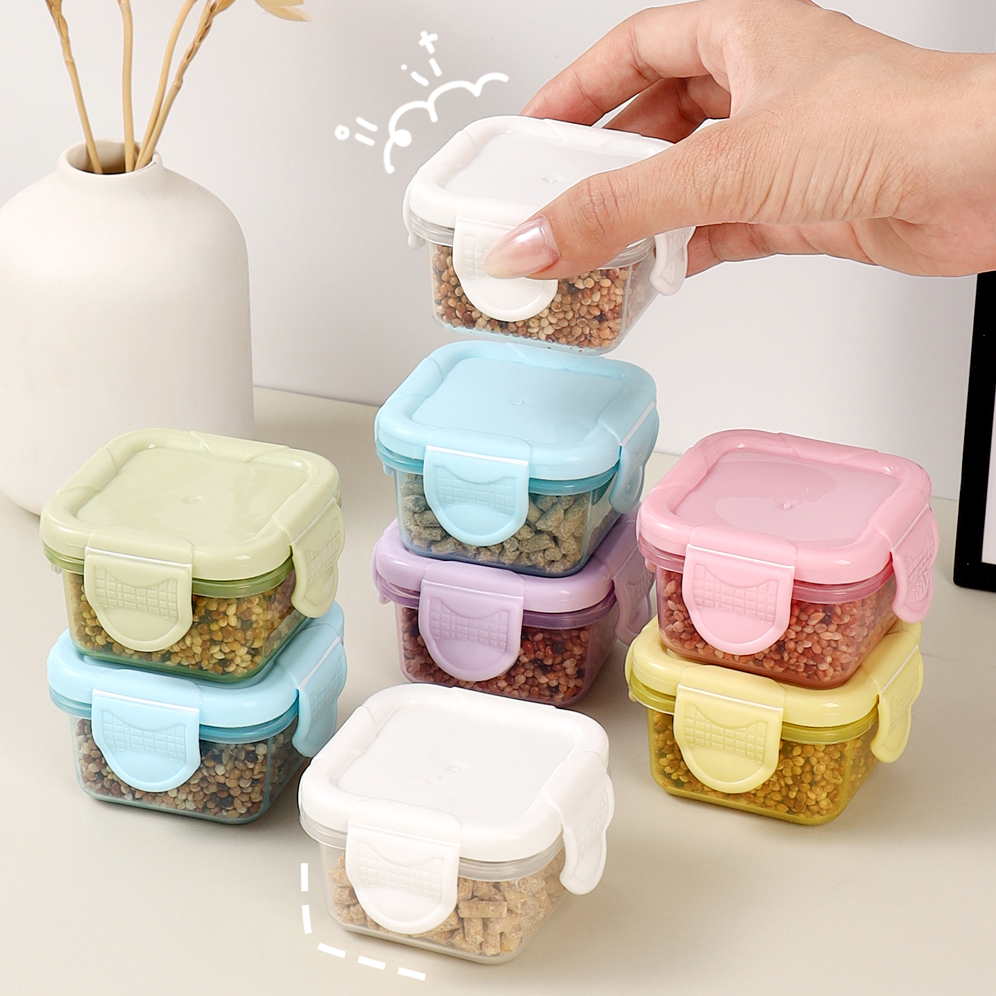 透明密封食物收纳盒鹦鹉储粮罐