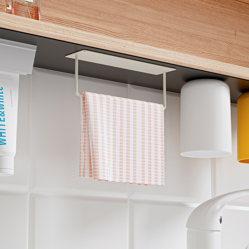 镜柜下磁吸毛巾架收纳神器