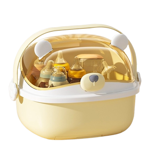 婴儿奶瓶收纳盒带盖防尘放餐具架子沥水架宝宝辅食水杯碗筷收纳箱