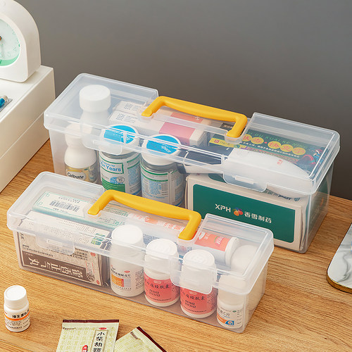 家用透明紧急医药箱收纳盒便携