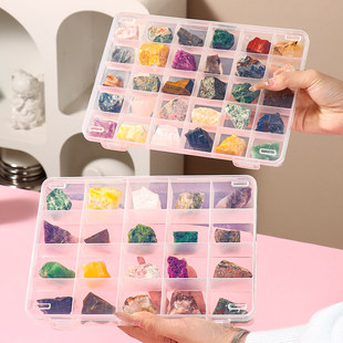 多格收纳盒奇石展示盒便携分类储物盒奇异石头矿石收纳盒水晶体盒