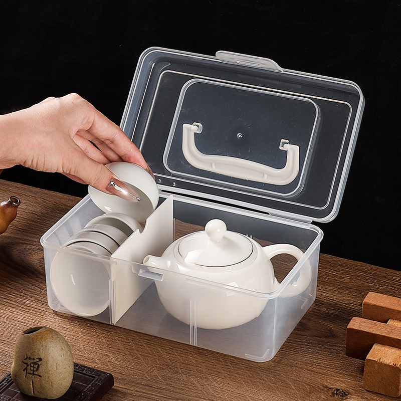 茶具收纳盒透明带盖便携储物盒