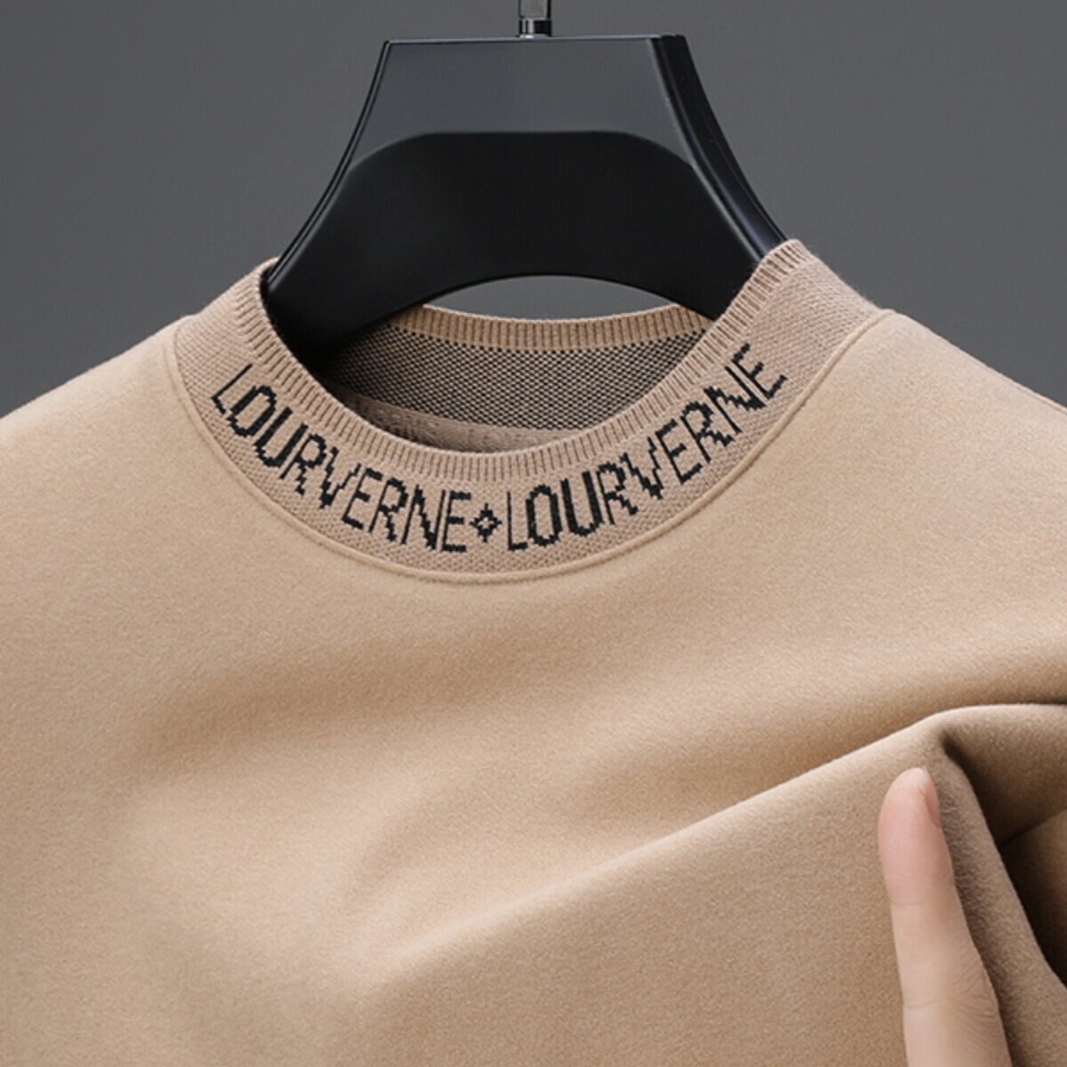 高档德绒打底衫男圆领双面绒长袖t恤秋冬简约套头中青年休闲卫衣