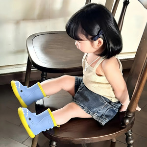 小萌鲨儿童雨鞋宝宝雨靴幼儿园防水防滑加厚耐磨女孩男孩上学雨天