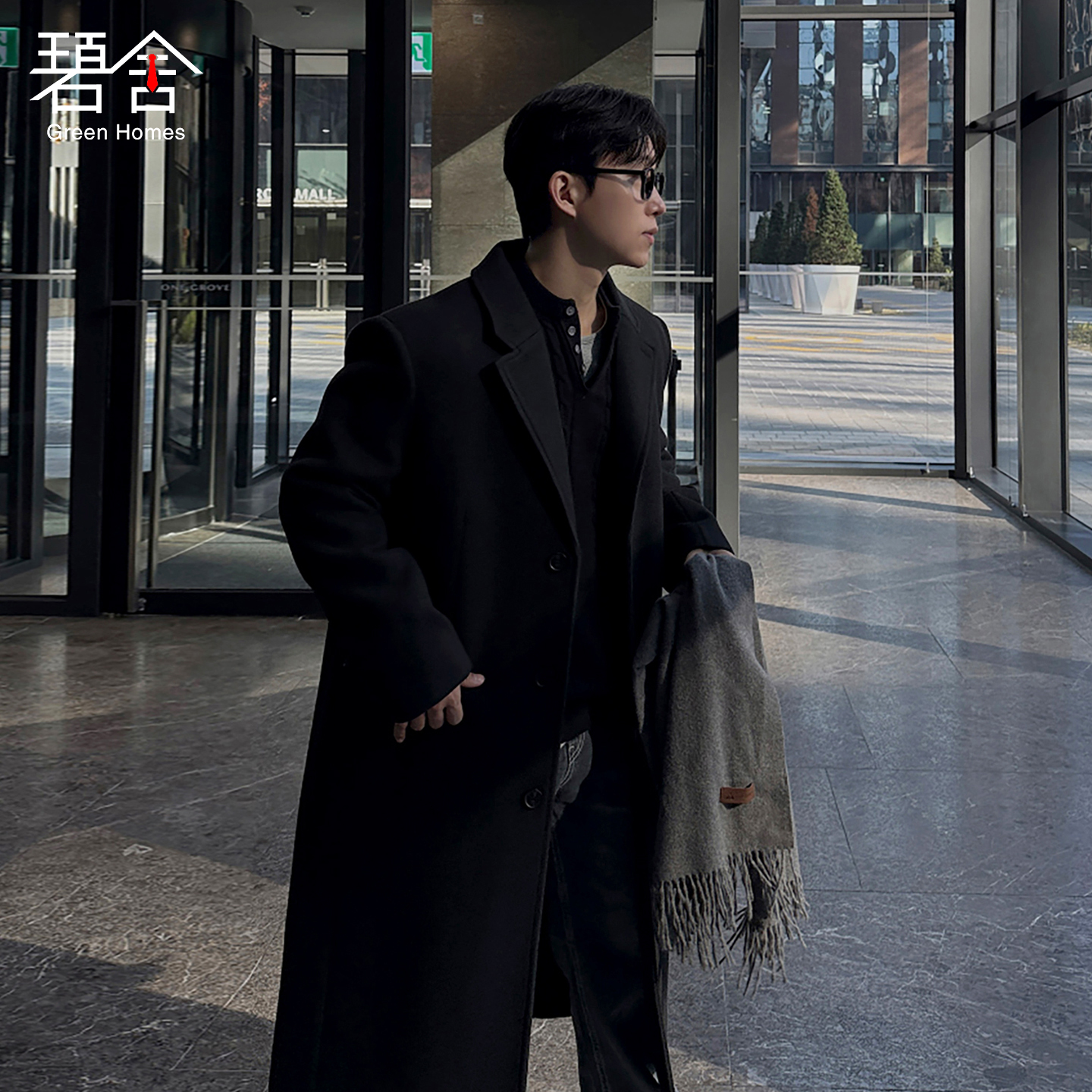 韩系男装过膝中长款大衣