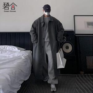 碧舍秋冬毛呢大衣男士过膝休闲慵懒中长款高级感宽松呢子外套翻领