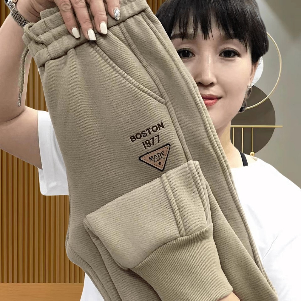 252#春秋上新韩版刺绣时尚百搭休闲华棉卫裤束脚裤裤子女哈伦裤女