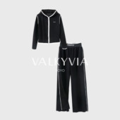 拼色拉链连帽两件套装 时尚 悠悠奢品 女休闲显瘦套装 Valkyvia
