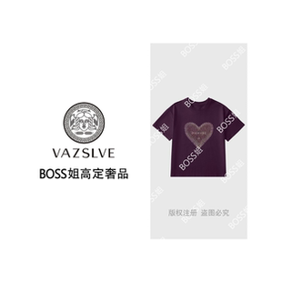 VAZSLVE T恤女洋气减龄上衣女 原创设计时尚 百搭优质纯棉烫钻短袖