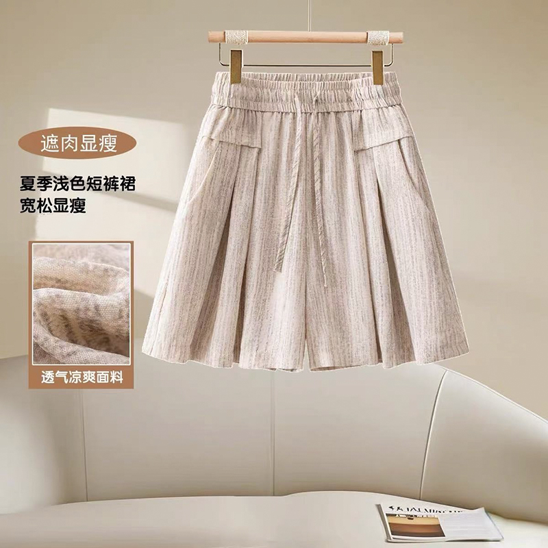 纯色大码女裤胖MM短裤裙2025夏季新款宽松高腰显瘦时尚百搭休闲裤