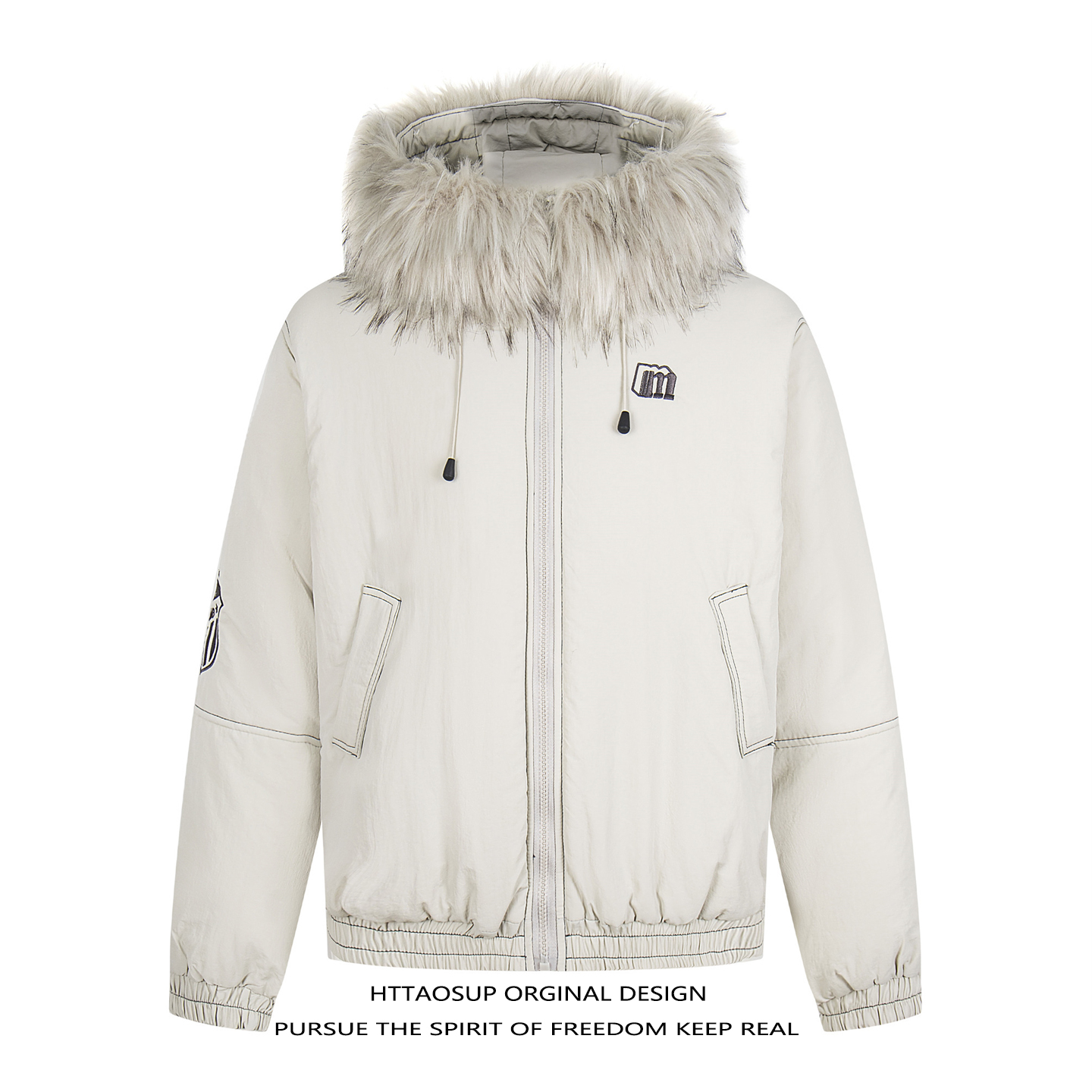 美式复古毛领连帽派克服男女