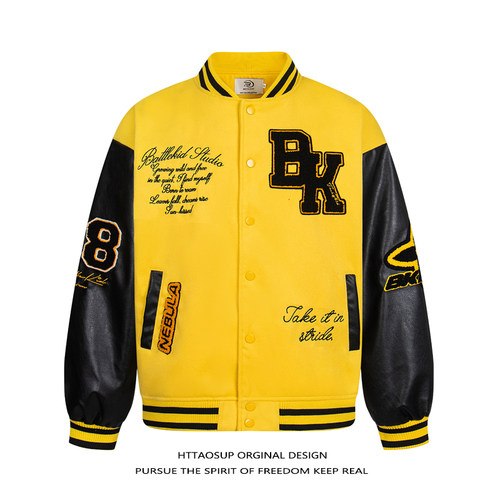 毛巾绣新款飞行员夹克春秋情侣装