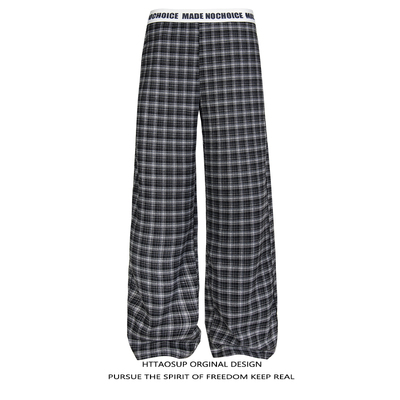 美式复古格子撞色学院风撞色抽绳