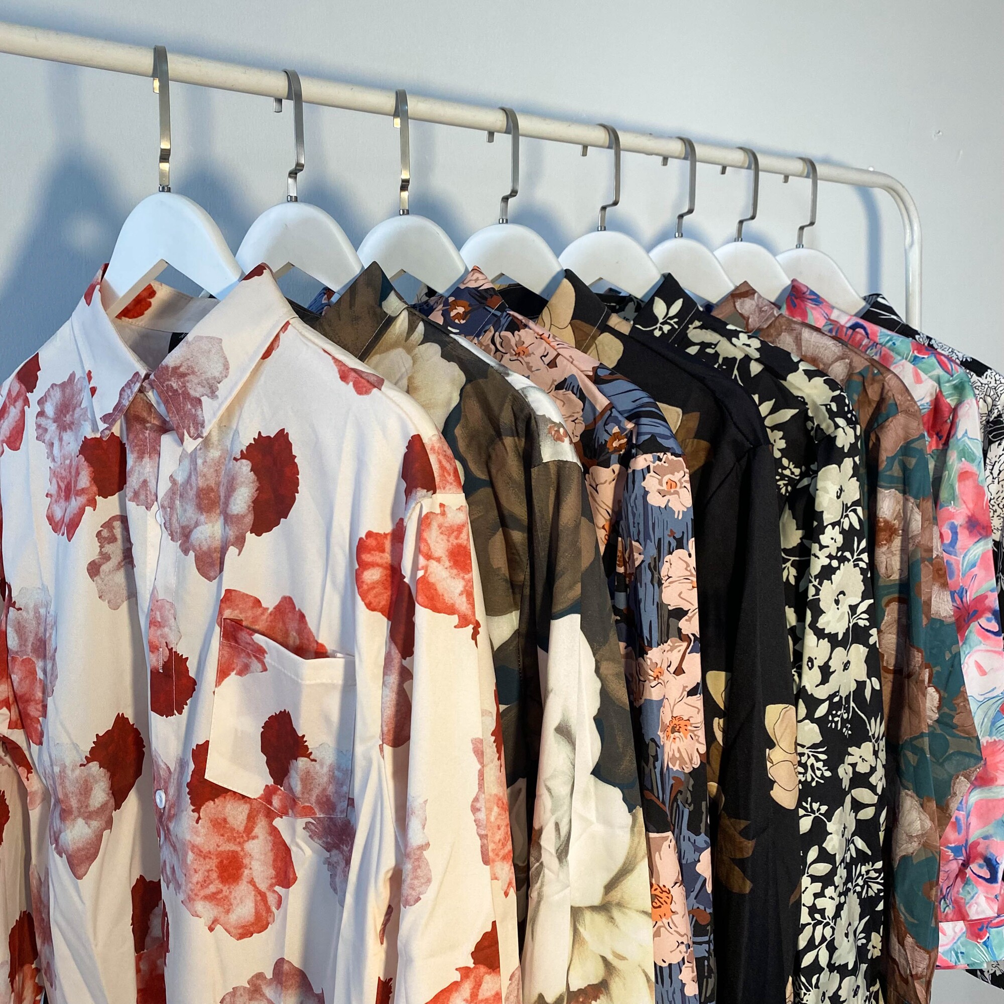 港风vintage油画复古花朵衬衫男女设计感懒惰风宽松情侣长袖衬衣,男装,衬衫,淘宝优惠券,粉丝福利购,淘宝优惠卷