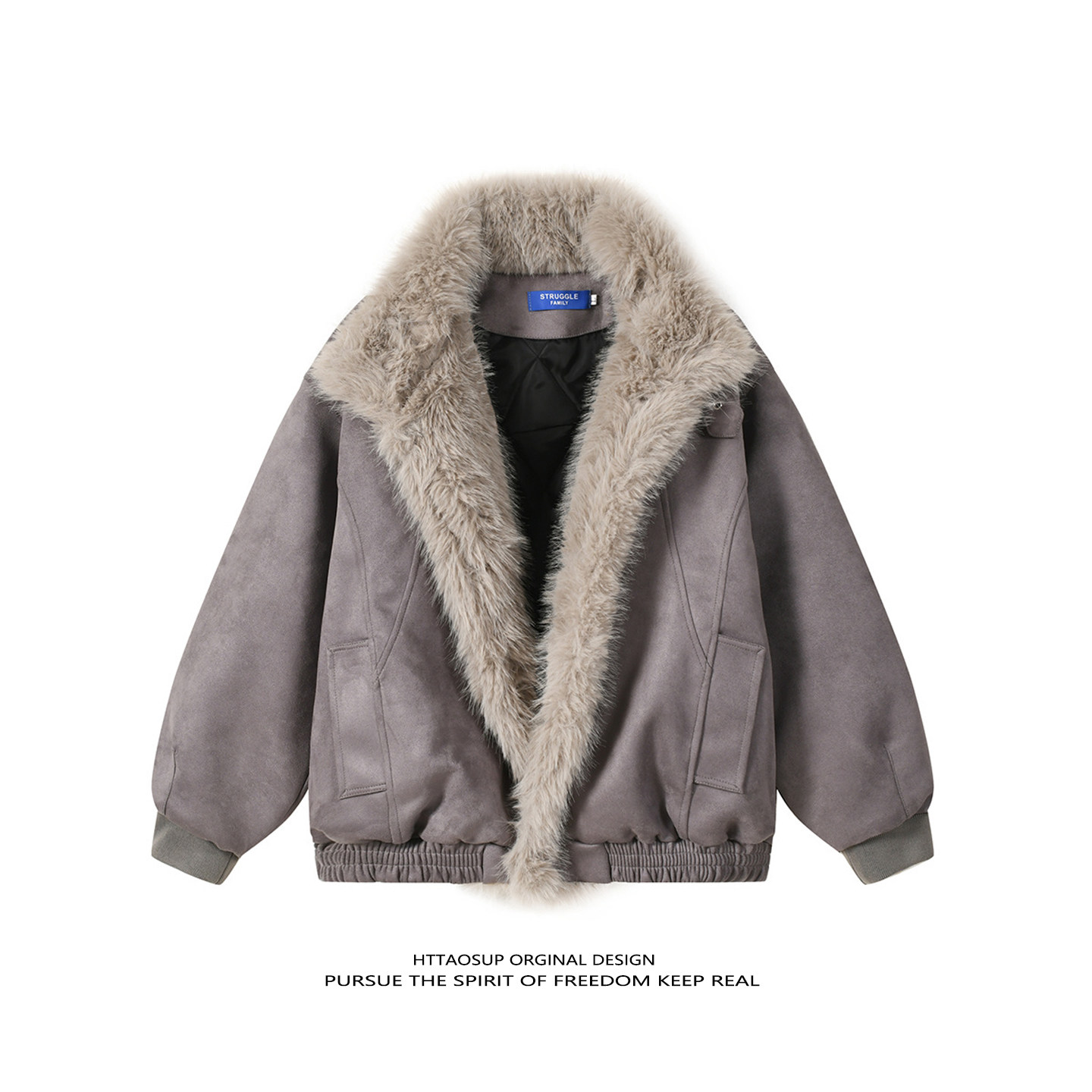 HTTAOSUP美式复古毛领棉衣男女冬季加厚保暖座山雕鹿皮绒棉服外套,男装,棉衣,淘宝优惠券,粉丝福利购,淘宝优惠卷