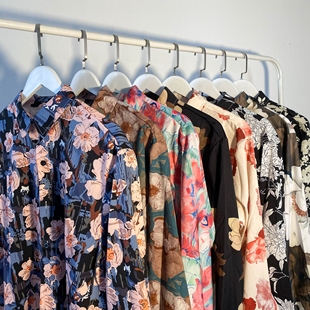 港风vintage花衬衫男复古夏威夷痞帅懒惰风宽松情侣长袖衬衣外套