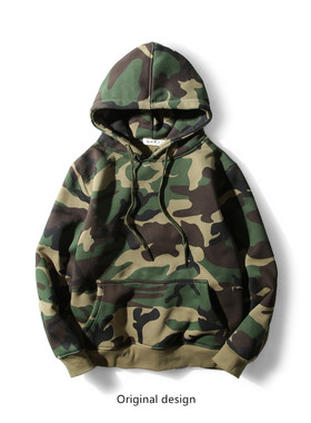 秋季潮牌满印迷彩连帽卫衣男女余文乐军事风长袖套头情侣上衣外套