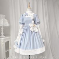 Original and official design lolita Winter Star Fairy sweet and cute light blue short-sleeved dress op thumbnail 4
