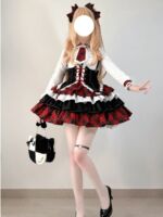 y2k Halloween Sweet, Cool and Stylish black and Red American Spice Girl Rock Millennium Girl Little Idol Abi-feng cosplay set thumbnail 6