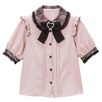 Japanese-style sweet and cute dream outlook, black and pink, cute girl, long-sleeved shirt, top, skirt, bow set thumbnail 2