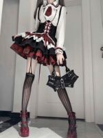 y2k Halloween Sweet, Cool and Stylish black and Red American Spice Girl Rock Millennium Girl Little Idol Abi-feng cosplay set thumbnail 8