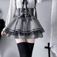 A black and white long-sleeved sailor collar bow lace shirt for girls in a subculture subculture set thumbnail 6